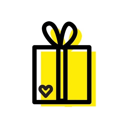 Yellow gift box with heart
